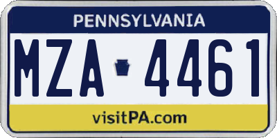 PA license plate MZA4461