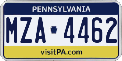 PA license plate MZA4462