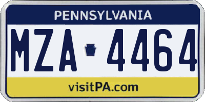PA license plate MZA4464