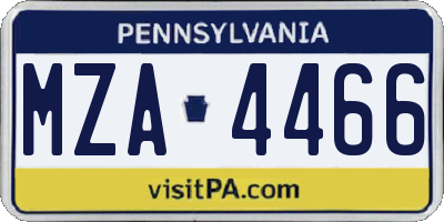 PA license plate MZA4466