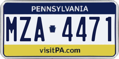 PA license plate MZA4471