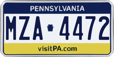 PA license plate MZA4472