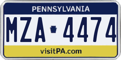 PA license plate MZA4474