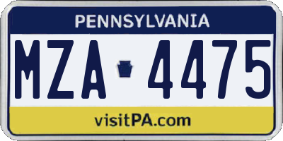 PA license plate MZA4475