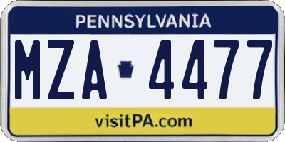 PA license plate MZA4477
