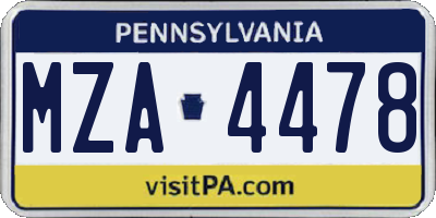 PA license plate MZA4478