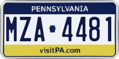 PA license plate MZA4481