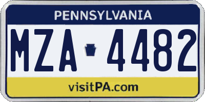 PA license plate MZA4482