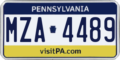 PA license plate MZA4489