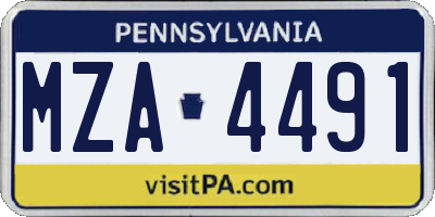 PA license plate MZA4491