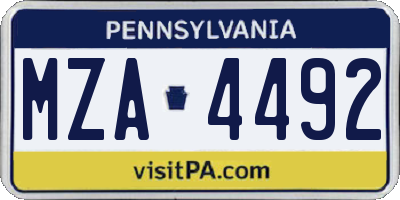 PA license plate MZA4492