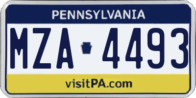 PA license plate MZA4493