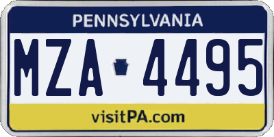 PA license plate MZA4495
