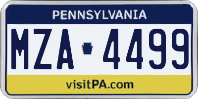 PA license plate MZA4499