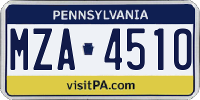 PA license plate MZA4510