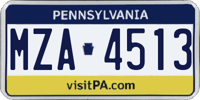 PA license plate MZA4513