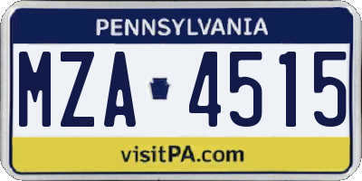 PA license plate MZA4515
