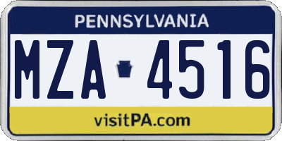PA license plate MZA4516