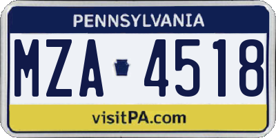 PA license plate MZA4518