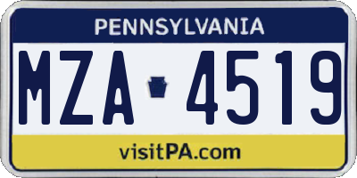 PA license plate MZA4519