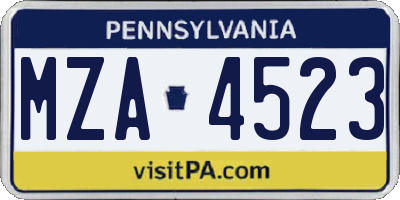 PA license plate MZA4523