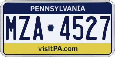 PA license plate MZA4527