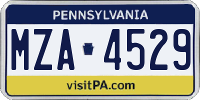 PA license plate MZA4529