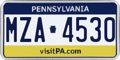 PA license plate MZA4530