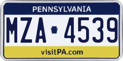 PA license plate MZA4539
