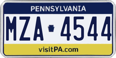 PA license plate MZA4544