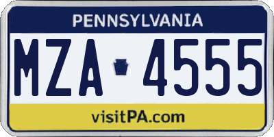 PA license plate MZA4555