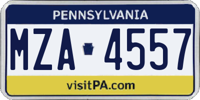 PA license plate MZA4557