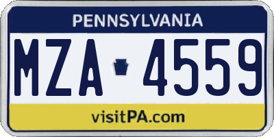 PA license plate MZA4559