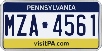PA license plate MZA4561
