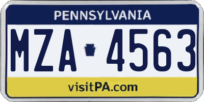 PA license plate MZA4563
