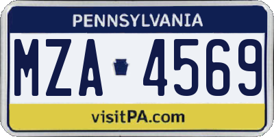 PA license plate MZA4569