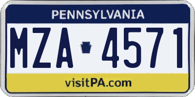 PA license plate MZA4571