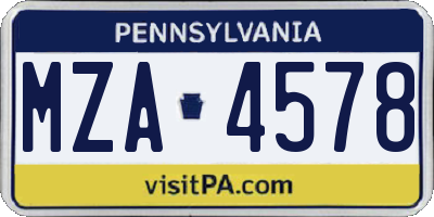 PA license plate MZA4578
