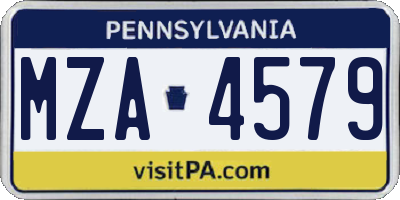 PA license plate MZA4579