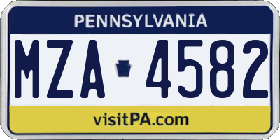 PA license plate MZA4582