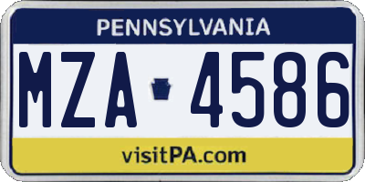 PA license plate MZA4586