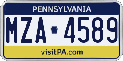 PA license plate MZA4589