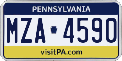 PA license plate MZA4590