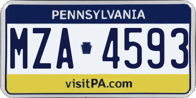 PA license plate MZA4593