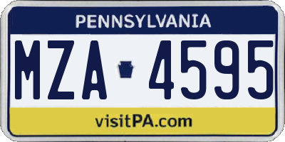 PA license plate MZA4595