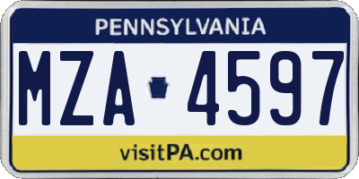 PA license plate MZA4597