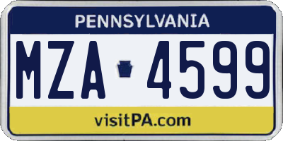 PA license plate MZA4599