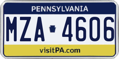 PA license plate MZA4606
