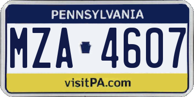 PA license plate MZA4607