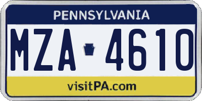 PA license plate MZA4610